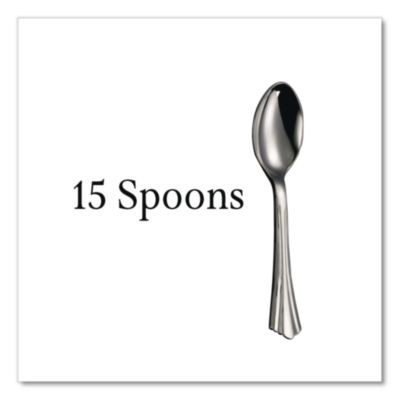 Sterling Heavy-Duty Plastic Cutlery, Spoon, Silver, 50/Pack
