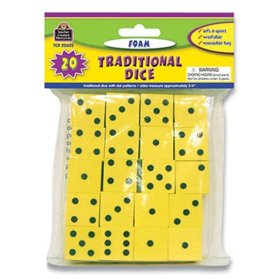 Traditional Foam Dice, Ages 5 To 9, 20 Dice