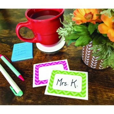 All Grade Self-Adhesive Name Tags, 3.5 X 2.5, Chevron Border Design, Assorted Colors, 36/Pack