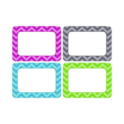 All Grade Self-Adhesive Name Tags, 3.5 X 2.5, Chevron Border Design, Assorted Colors, 36/Pack