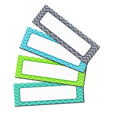 Chevron Labels Magnetic Accents, Chevron Labels, 1.5" x  4.75", Assorted Colors, 20/Pack
