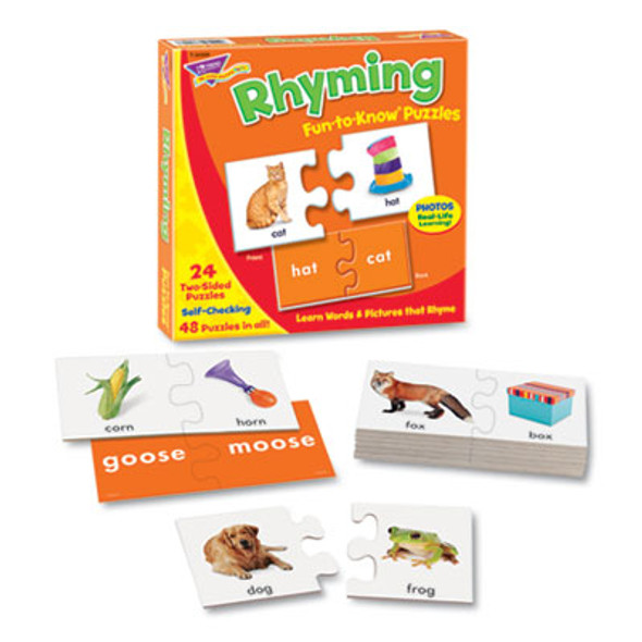 Fun To Know Puzzles, Matching Word Rhymes, Pre-K To K, 24 Pieces