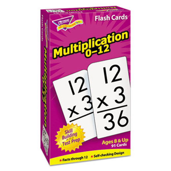 Skill Drill Flash Cards, Multiplication 0 To 12, Grades 4 To 6, 3" x 6", Black And White, 91/Pack