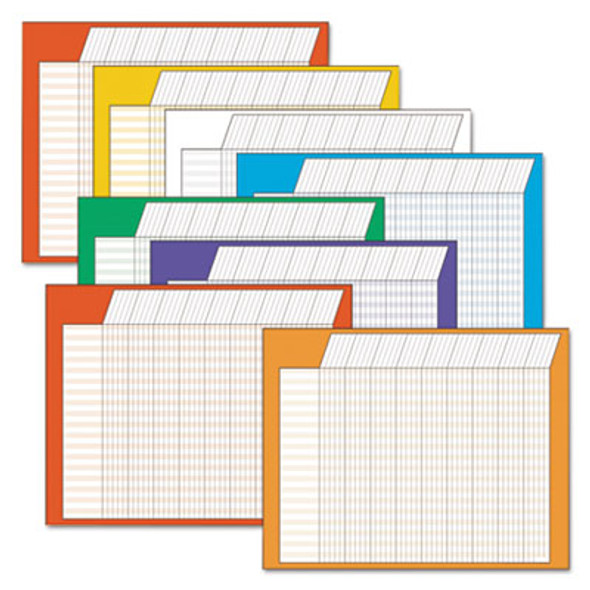 Jumbo Incentive Charts, Horizontal Orientation, 28" x 22", Assorted Colors, 8/Pack