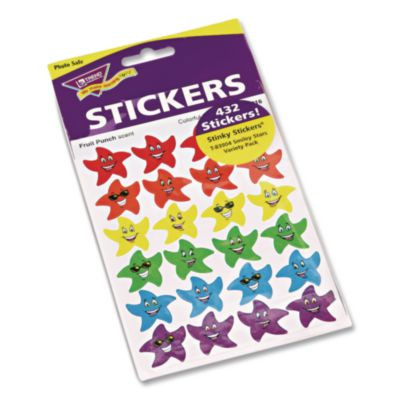 Stinky Stickers Variety Pack, Smiley Stars, Assorted Colors, 432/Pack
