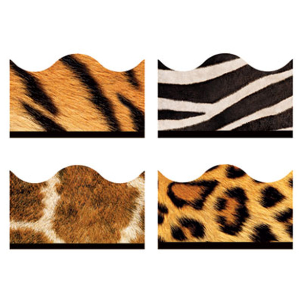 Terrific Trimmers Print Board Trim, 48-Piece Set, Assorted Animal Prints, 2.25" x 39", Assorted Colors