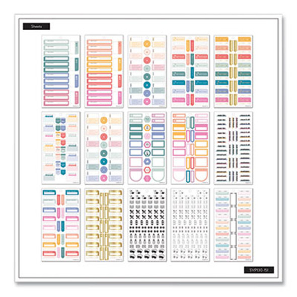 Essentials Tracker And Checklist Classic Stickers, Assorted Sizes And Colors, 990/Pack