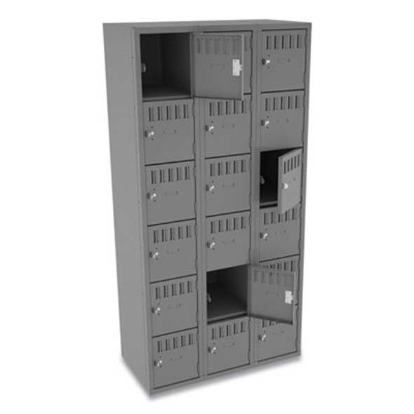 Box Compartments, Triple Stack, 36w X 18d X 72h, Medium Gray