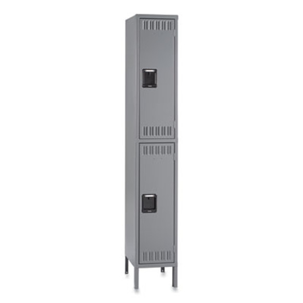 Double Tier Locker With Legs, Single Stack, 12w X 18d X 78h, Medium Gray