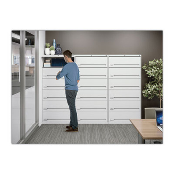 Enclosed Fixed-Shelf Lateral File With Retractable Doors, Legal/Letter Size Files, 7 Shelves, 36" x 16.5" x 87", Light Gray