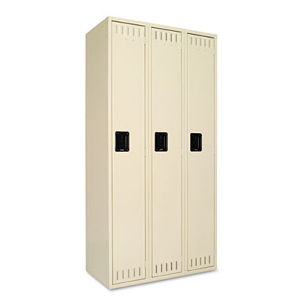 Single-Tier Locker, Three Lockers With Hat Shelves And Coat Rods, 36w x 18d x 72h, Sand