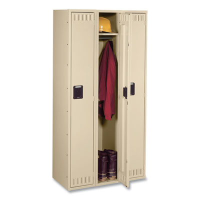 Single-Tier Locker, Three Lockers With Hat Shelves And Coat Rods, 36w x 18d x 72h, Sand