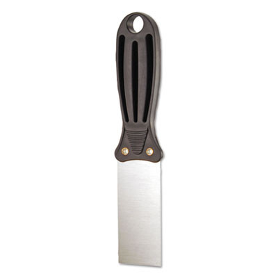 Putty Knife, 1.5" Wide, Carbon Steel Blade, Flexible Handle, Black/Silver, 24/Carton