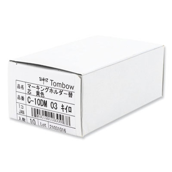 Mechanical Wax-Based Marking Pencil Refills. 4.4 Mm, Yellow, 10/Box