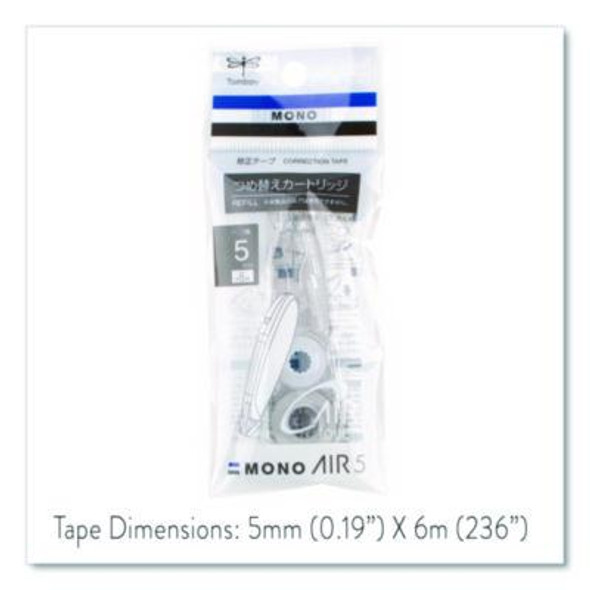 Mono Air Pen-Type Correction Tape, Refillable, 0.19" x 19.67 Ft, White Tape, Clear Dispenser