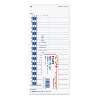 Time Clock Cards, Replacement For 35100-10, One Side, 4 X 9, 100/Pack