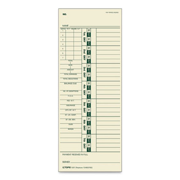 Time Clock Cards, Replacement For 10-800762, Two Sides, 3.5 X 9, 500/Box