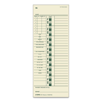 Time Clock Cards, Replacement For 10-800762, Two Sides, 3.5 X 9, 500/Box