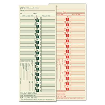 Time Clock Cards, Replacement For Ch-107-2, Two Sides, 3.5 X 9, 500/Box