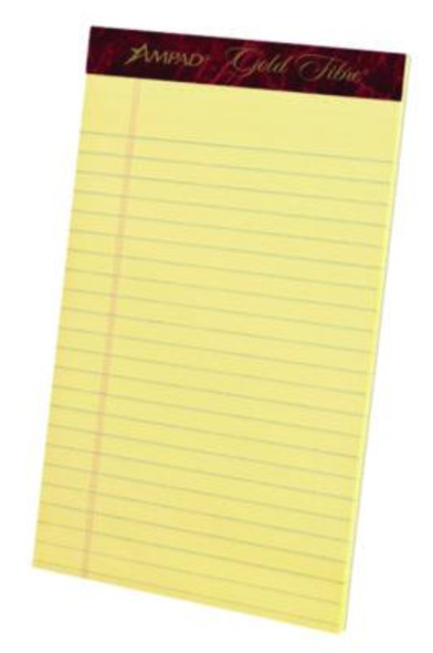 Gold Fibre Quality Writing Pads, Medium/College Rule, (50) Canary Yellow 5 x 8 Sheets, Dozen