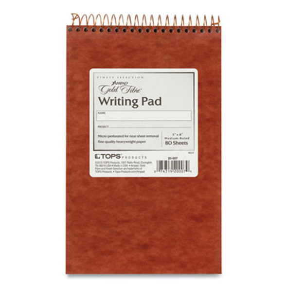 Gold Fibre Retro Wirebound Writing Pads, Red Cover, Medium/College Rule, (80) White 5 x 8 Sheets