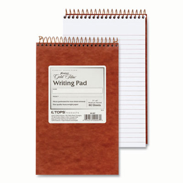 Gold Fibre Retro Wirebound Writing Pads, Red Cover, Medium/College Rule, (80) White 5 x 8 Sheets