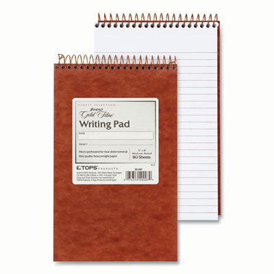 Gold Fibre Retro Wirebound Writing Pads, Red Cover, Medium/College Rule, (80) White 5 x 8 Sheets