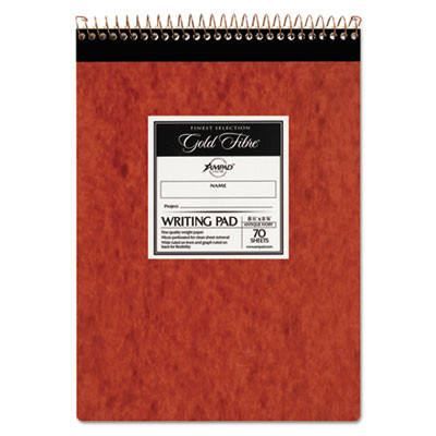 Gold Fibre Retro Wirebound Writing Pads, Red Cover, Wide/Legal Rule And Quadrille Rule (5 Sq/In), (70) White 8.5 x 11 Sheets