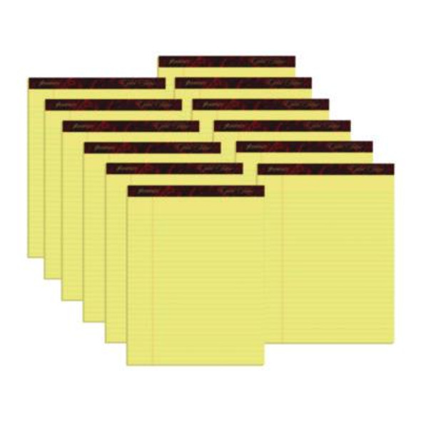 Gold Fibre Quality Writing Pads, Wide/Legal Rule, 50 Canary-Yellow 8.5 X 11.75 Sheets, Dozen