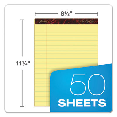 Gold Fibre Quality Writing Pads, Wide/Legal Rule, (50) Canary Yellow 8.5 x 11 Sheets, Dozen