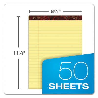 Gold Fibre Quality Writing Pads, Narrow Rule, (50) Canary Yellow 8.5 x 11 Sheets, Dozen