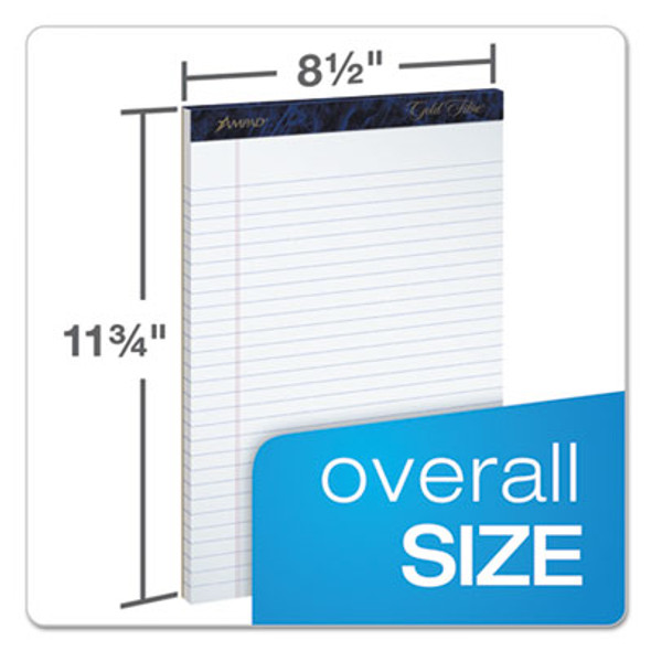 Gold Fibre Writing Pads, Wide/Legal Rule, 50 White 8.5 X 11.75 Sheets, 4/Pack