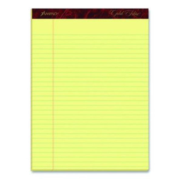Gold Fibre Writing Pads, Wide/Legal Rule, (50) Canary Yellow 8.5 x 11 Sheets, 4/Pack