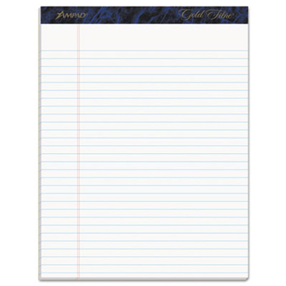 Gold Fibre Quality Writing Pads, Wide/Legal Rule, 50 White 8.5 X 11.75 Sheets, Dozen