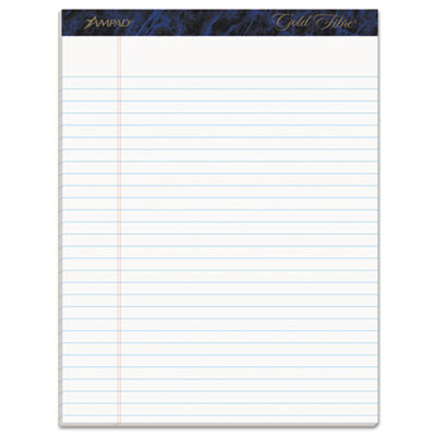 Gold Fibre Quality Writing Pads, Wide/Legal Rule, (50) White 8.5 x 11 Sheets, Dozen