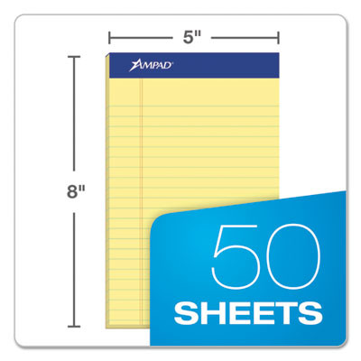 Perforated Writing Pads, Narrow Rule, (50) Canary Yellow 5 x 8 Sheets, Dozen