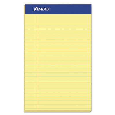 Perforated Writing Pads, Narrow Rule, (50) Canary Yellow 5 x 8 Sheets, Dozen