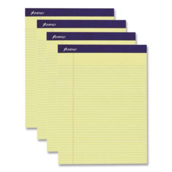Legal Ruled Pads, Narrow Rule, 50 Canary-Yellow 8.5 X 11.75 Sheets, 4/Pack