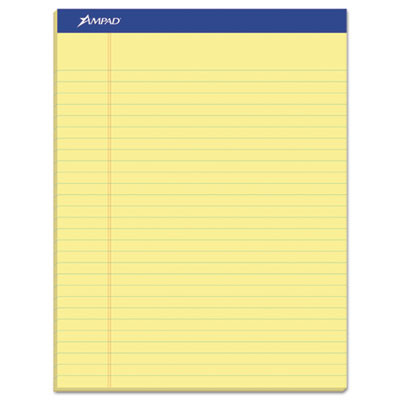 Perforated Writing Pads, Wide/Legal Rule, (50) Canary Yellow 8.5 x 11 Sheets, 12/Pack