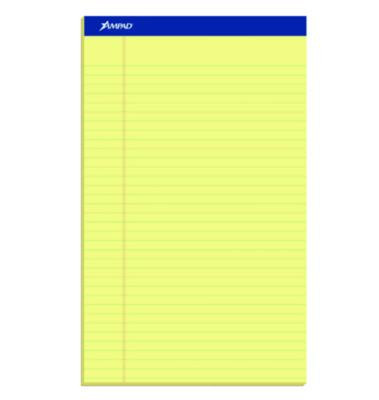 Perforated Writing Pads, Wide/Legal Rule, (50) Canary 8.5 x 14 Sheets, Dozen