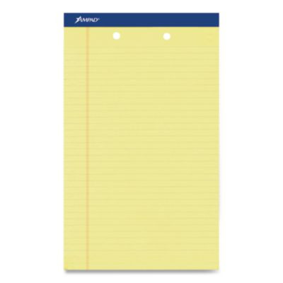 Perforated Writing Pads, Wide/Legal Rule, (50) Canary Yellow 8.5 x 14 Sheets, Dozen
