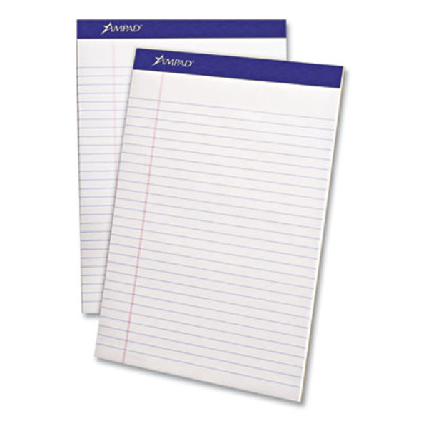 Perforated Writing Pads, Wide/Legal Rule, (50) White 8.5" x 11.75" Sheets, Dozen
