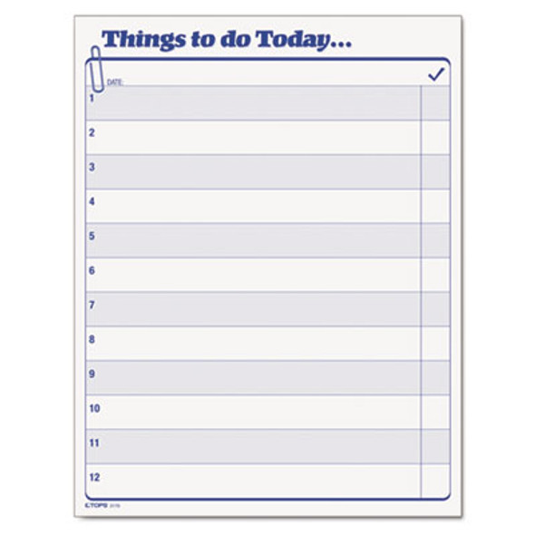 "Things To Do Today" Daily Agenda Pad, One-Part (No Copies), 8.5 x 11, 100 Forms Total