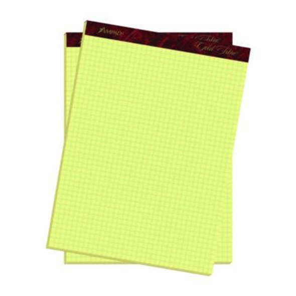 Gold Fibre Canary Quadrille Pads, Quadrille Rule (4 Sq/In), (50) Canary Yellow 8.5 x 11 Sheets