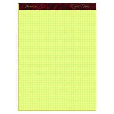 Gold Fibre Canary Quadrille Pads, Quadrille Rule (4 Sq/In), (50) Canary Yellow 8.5 x 11 Sheets