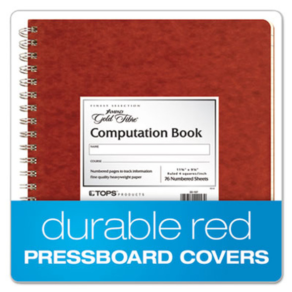 Computation Book, Quadrille Rule (4 Sq/In), Brown Cover, (76) 11.75 x 9.25 Sheets