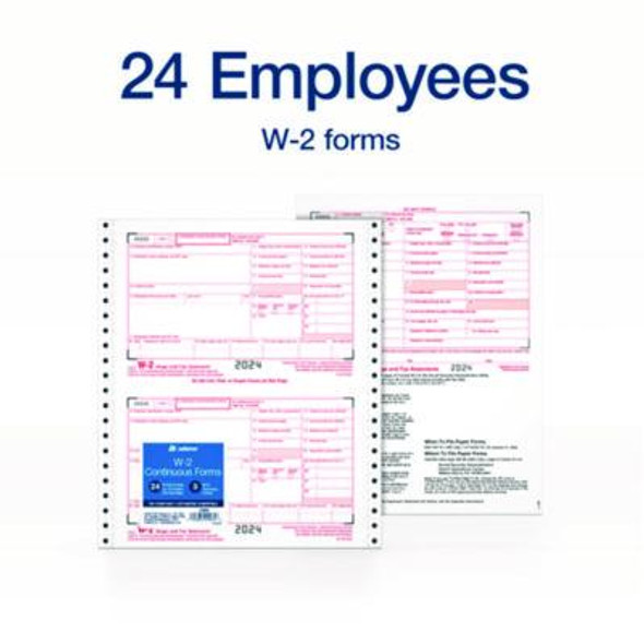 6-Part W-2 Continuous Feed Tax Forms, Fiscal Year: 2024, Six-Part Carbonless, 5.5 x 8.5, 2 Forms/Sheet, 24 Forms Total