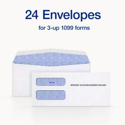 3-Up 1099-Nec Gummed Seal Double-Window Security Tint Envelopes, Commercial Flap, 8.75 x 3.75, White, 24/Pack