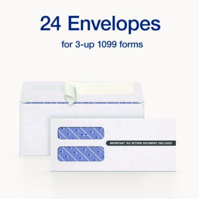 3-Up 1099-Nec Peel And Seal Double-Window Security Tint Envelopes, Commercial Flap, 8.75 x 3.75, White, 24/Pack