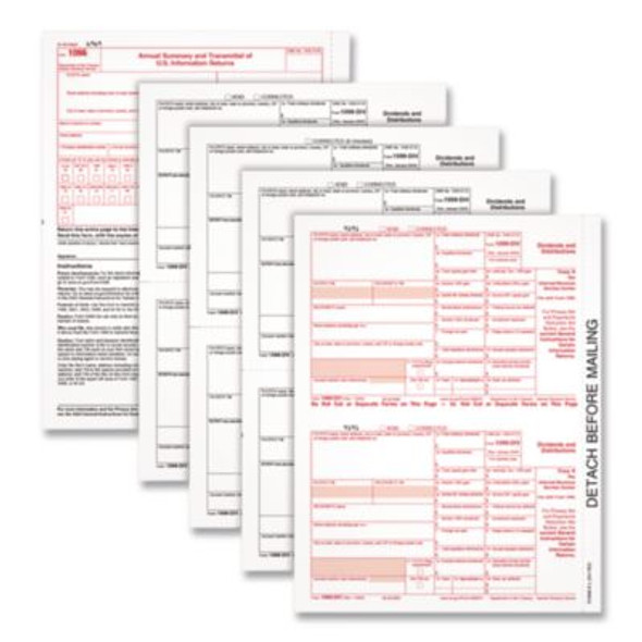 4-Part 1099-Div Tax Forms With Tax Forms Helper, Fiscal Year: 2024, 4-Part Carbonless, 8 x 5.5, 2 Forms/Sheet, 24 Forms Total